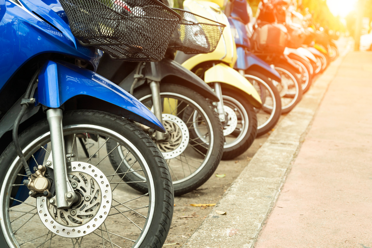 motorcycles parked on the motorcycles parking lot.